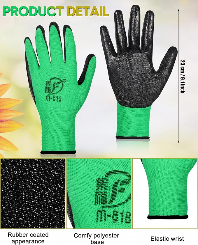 Honeydak 36 Pairs Gardening Gloves for Men Women Breathable Rubber Coated Working Gloves Bulk for Gardening Construction Work