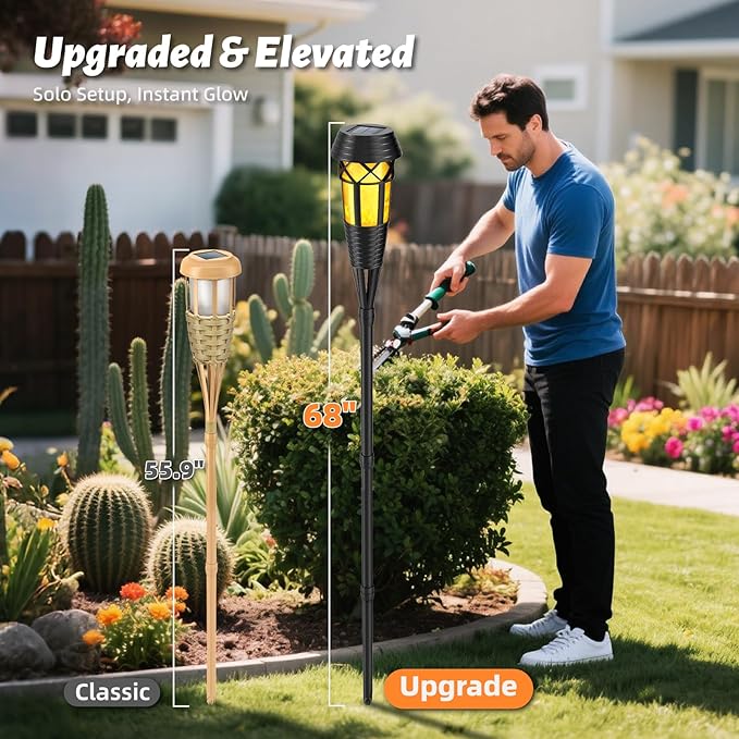 Flickering Flames Torch Light Solar Garden Lights Waterproof Landscape Lighting - 2 Pack