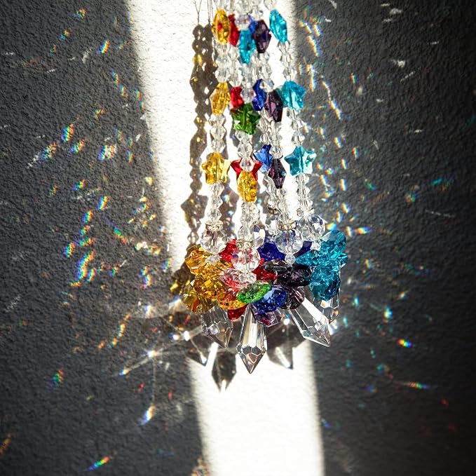 7PCS Crystal Guardian Angel Suncatchers for Window Hanging | Rainbow Maker Sun Catchers Crystals For Indoor Window Home Garden Decor Glass Angel Ornaments For Christmas Tree Gift