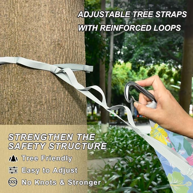 Camping Hammock Outdoor Hammocks for Outside Colorful Hibiscus Flowers Beach Trees Portable Lightweight with Pockets Tree Straps Indoor