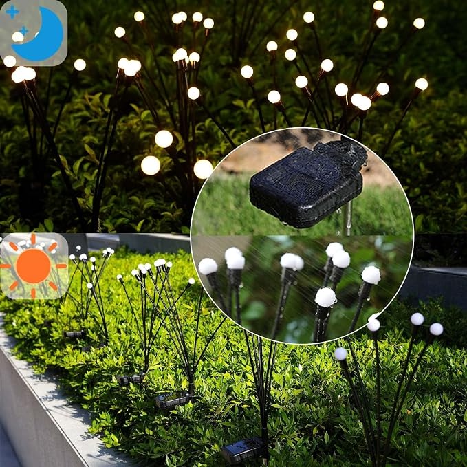 Solar Garden Lights Outdoor Waterproof, Swaying Firefly Light, Garden Decor | 8 Pack Solar Firefly Lights, Auto On/Off Decor for Yard, Patio, Pathway and Lawn, Gifts for Women, Christmas Decor