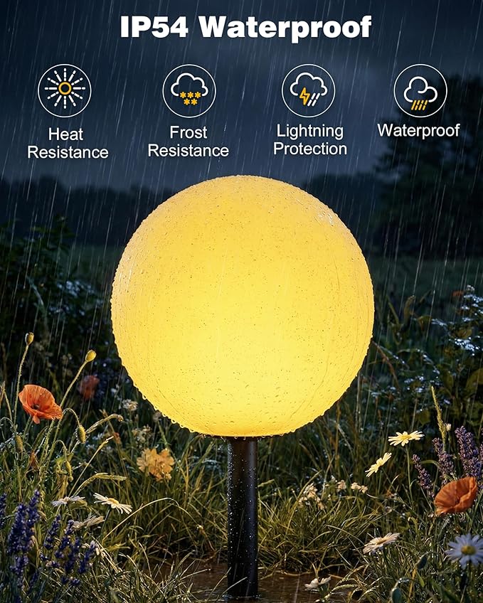 12 Inch Solar Ball Light, Solar Rechargeable Globe Light,3 Modes Dimmable Globe Light with Remote,Decor for Patio,Garden,Yard,Beach,Pathway,Party Decorative Lighting