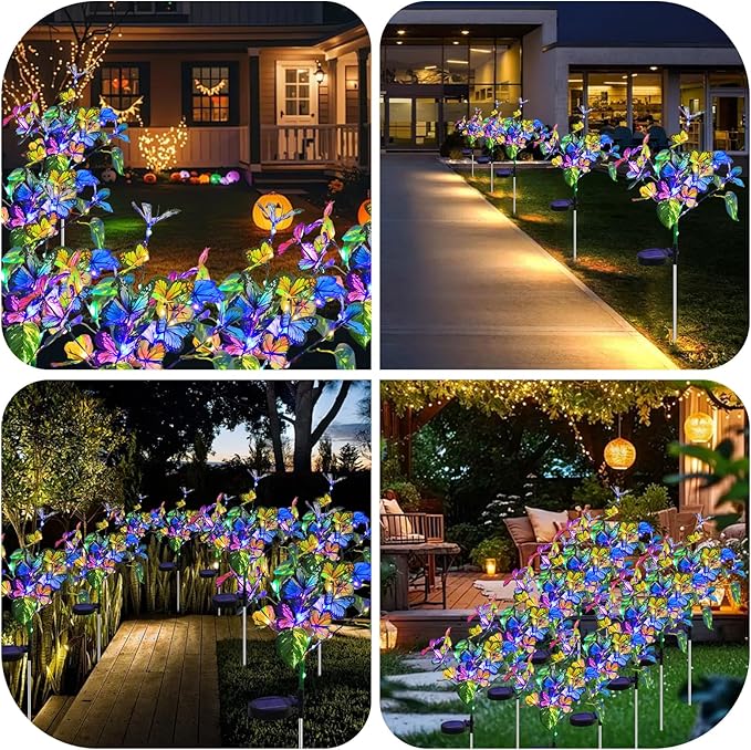 Solar Garden Lights Outdoor Waterproof Solar Lights 6 Pack with New Upgraded 40 LED 18 Butterfly Outdoor Lights for Yard Outside Garden Pathway Decor