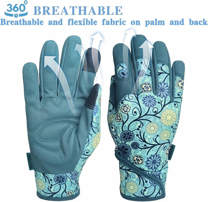 Cute Pattern Gardening Gloves,Thornproof Garden Glove,Gardener Gift | Gardening Gifts for Women,Touchscreen,Tender Thornproof,Cute Pattern,Protection Palm,Machine Washable,Adjustable Cuff
