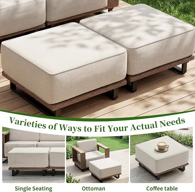 Bonzy Home Patio 4 Seater Couch, Outdoor Sectional Sofa with Widened Armrest and Extra-Thick Soft Cushions, Modular Outdoor Sectional Sofa for Porch, Garden Poolside Balcony