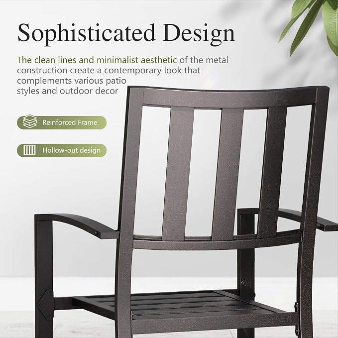 Sophia & William Patio Table and Chairs Set, Outdoor Dining Set for 8, 9 Piece Metal Patio Furniture, 60" Black Square Table(Stripe)