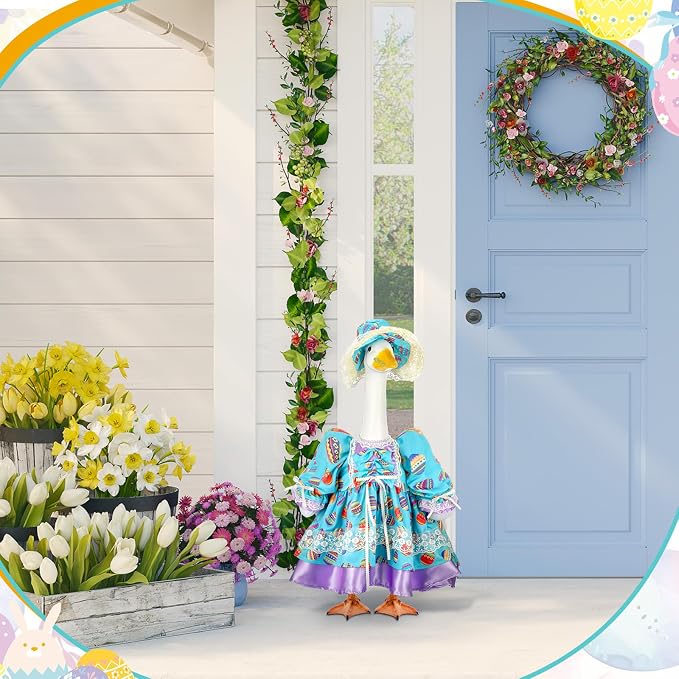 Suzile Easter Egg Goose Outfit Clothes for 23 High Cement for Plastic Lawn Clothing Porch Goose Clothes Lawn Garden Costume
