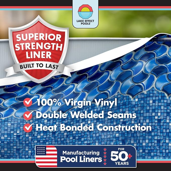 Lake Effect Pools 'Forever' 24 ft Round Above Ground Swimming Pool | 54 Inch Steel Side Walls | Kit Includes: 25 Gauge Overlap Liner & Widemouth Skimmer