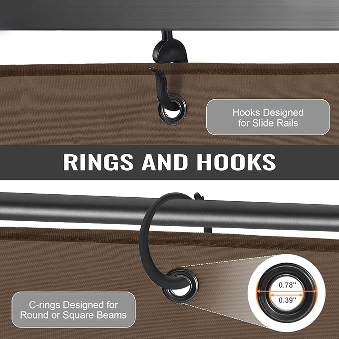 COWVIE 4-Panel 12' x 12' Gazebo Replacement Curtains, Patio Privacy Sidewalls with Double Zipper, Replacement for Outdoor Gazebo Canopy (Curtain Only)
