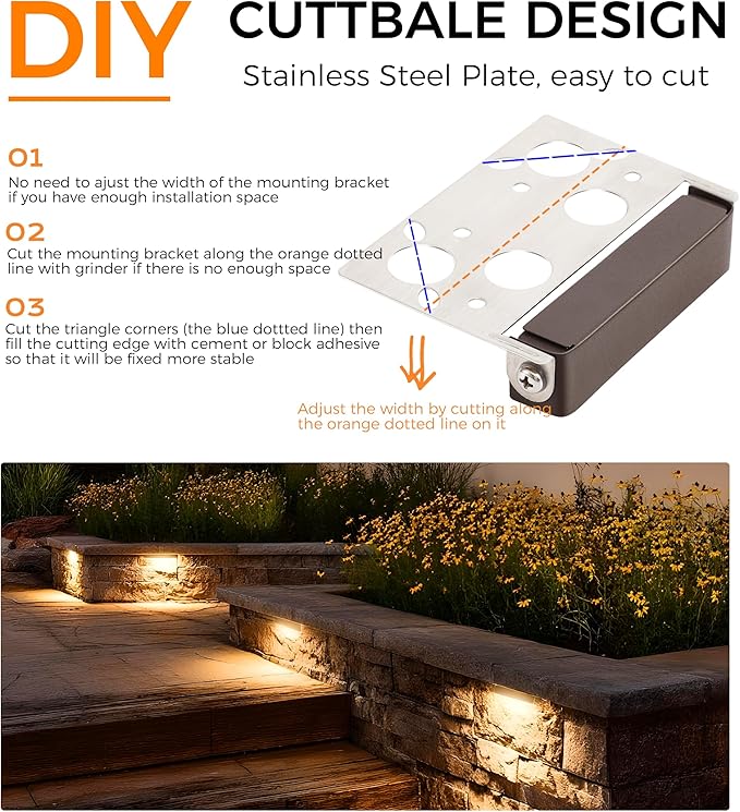 CLOUDY BAY [8 Pack] 4 Inch 3W 5CCT Hardscape Paver Light,Retainng Wall Lights Outdoor,IP65 Waterproof,2700K/3000K/3500K/4000K/5000K Selectable,12V-15 VAC/DC Low Voltage,Frost Lens Step Deck Light