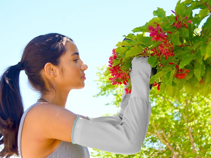 Long Sleeve Gardening Gloves Protection Sleeves, No-Slip Grip & Full Arm Guard Garden Cuffs; Durable, Protective