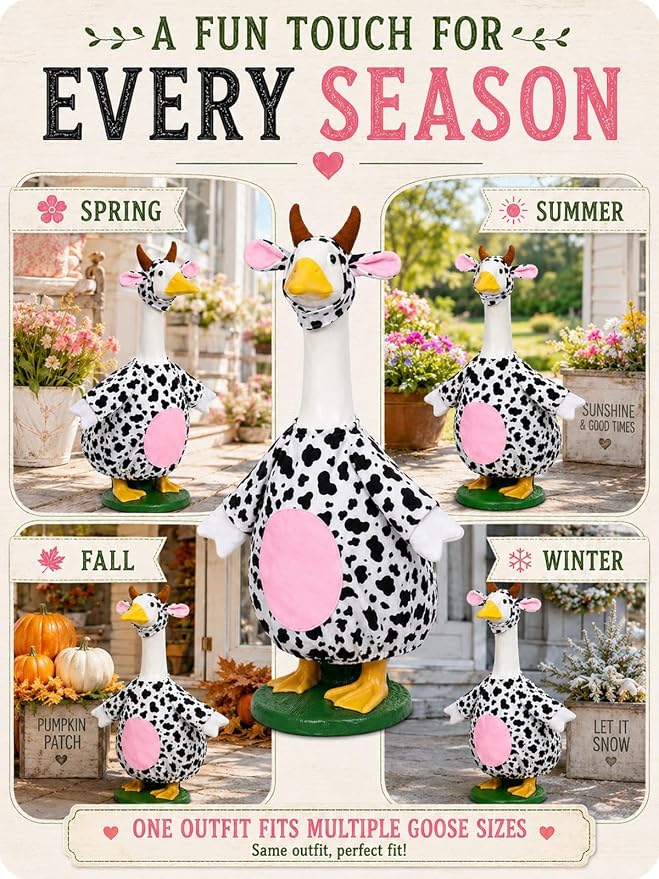 Porch Goose Outfits - 23" /17" Porch Goose Clothes for Lawn Yard (White-C)