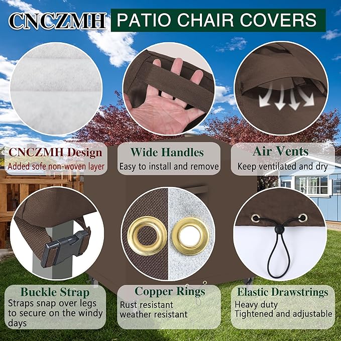 Heavy Duty Patio Furniture Covers Waterproof, 600D Outdoor Furniture Cover Waterproof for Sectional Sofa Couch, Outdoor Dining Table and Chair Set Covers 19''L x 15''W x 18''H, Brown