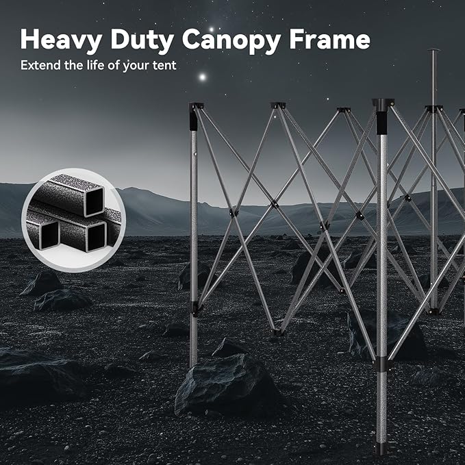 COBIZI 10x10 Pop up Canopy Tent Heavy Duty, Easy Set-up Commercial Outdoor Party Tent, 100% Waterproof Wedding Tents Gazebo, 3 Height Adjustable with Wheeled Bag, Gray