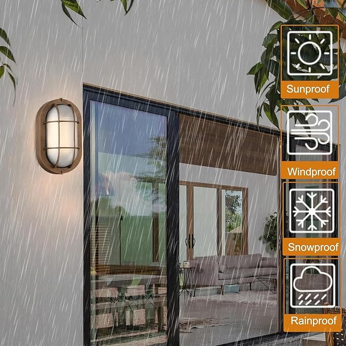 WISBEAM 2 Pack LED Bulkhead Light Bronze, Outdoor LED Wall Light for House, Dimmable, 6W Replace 60W, 450 Lumen 3000K Daylight White 80CRI, Waterproof, ETL Rated