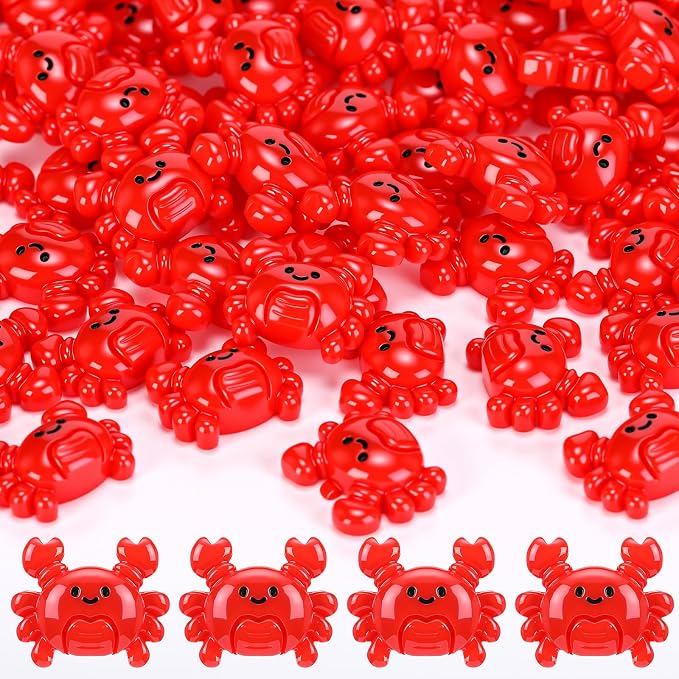 Geelin 100 Pcs Mini Crab Figurine Tiny Resin Crab Realistic Ornament Decor for Fairy Gardens, Miniature Terrariums, Red Stuff Filling Gifts, Holiday Party Decorations, Tabletop Decor