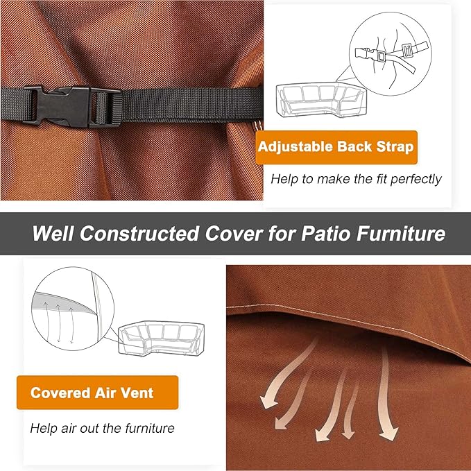 NettyPro Patio V-Shaped Sectional Lounge Set Cover Waterproof (V-100 Lx100 Dx30 H)