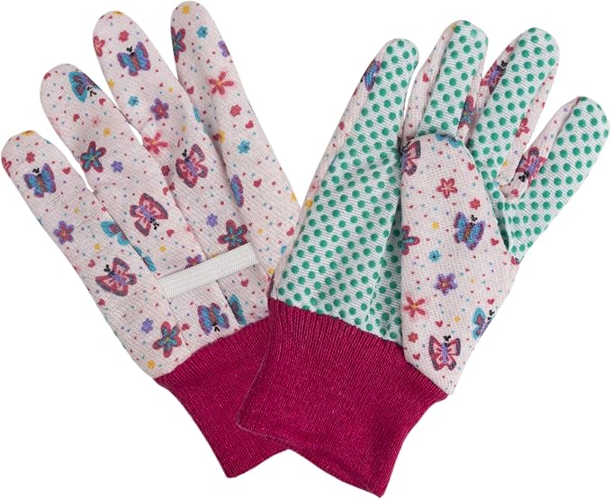 PROMEDIX P Kids Garden Gloves 3-6 Years Old Children Gardening Gloves, 2- Pair Pack, Blue&Pink