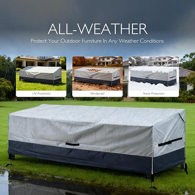 Bench Cover Loveseat Covers Outdoor Couch Cover, Heavy-Duty 2-Seater Waterproof Patio Furniture Sofa Covers (Gray-Darkgray, 70''x30''x31'')