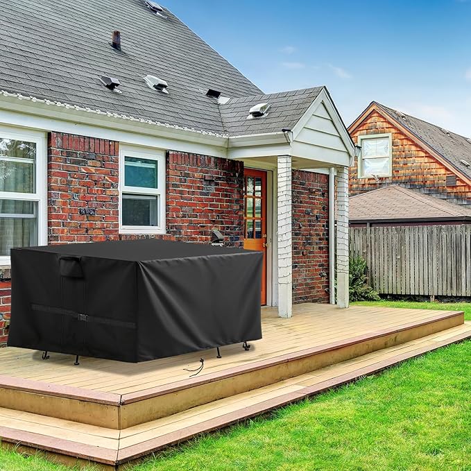 Outdoor Square Table Cover 114Inch,Waterproof Patio Square Furniture Covers,Heavy Duty Outside Squares Furniture Cover - 114 x 114 x 28 Inch