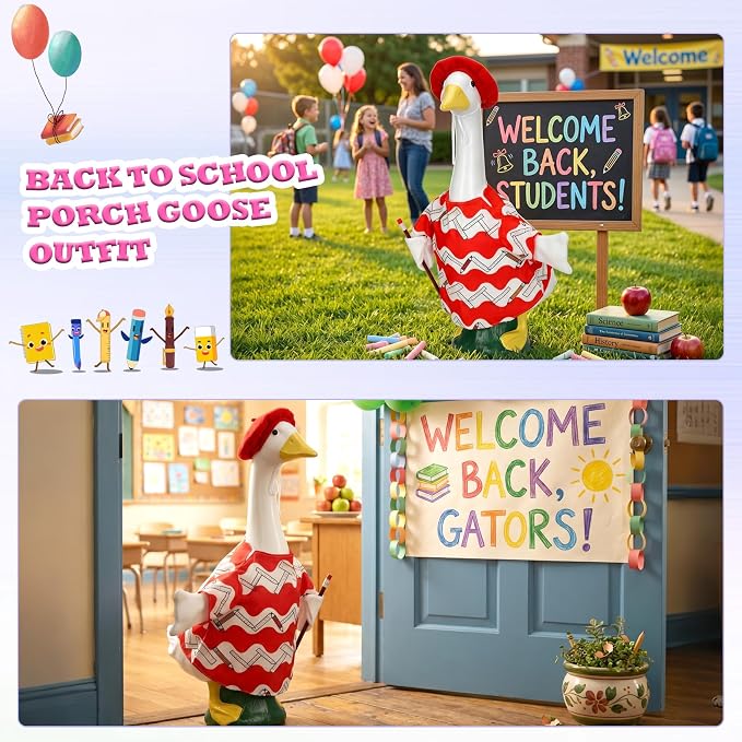 6 Set Holiday porch goose outfits,All Late Year Festive Goose Clothes for World Cup$4th of July,Back to School,Halloween,Thanksgiving ,Christmas,Rainproof,Lawn & Indoor Outdoor,Fits 23 inch(No Goose)