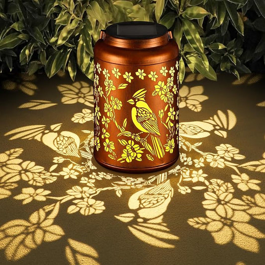 Bird Solar Lanterns Outdoor Waterproof Garden Decor Gifts for Women | Metal Hanging Solar Lights Birthday Gifts for Grandma Mom Solar Decoration Outside for Yard, Patio, Backyard, Porch