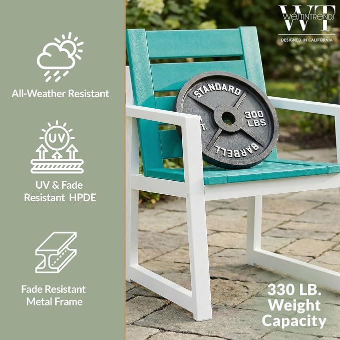 WestinTrends Cape May 9-Piece HDPE Outdoor Furniture Patio Dining Table with Umbrella Hole and Chairs Set for 8, Turquoise