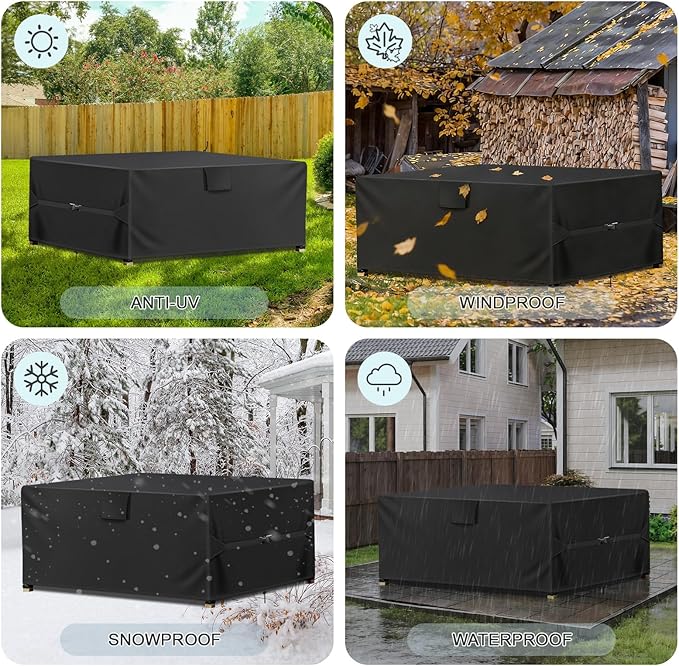 Patio Furniture Covers, 128"L X 82"W X 28"H, 600D Outdoor Table Cover Waterproof, Rectangular Extra Large Heavy Duty Outdoor Furniture Covers for Patio Furniture, Patio Sofa Set Cover, Black
