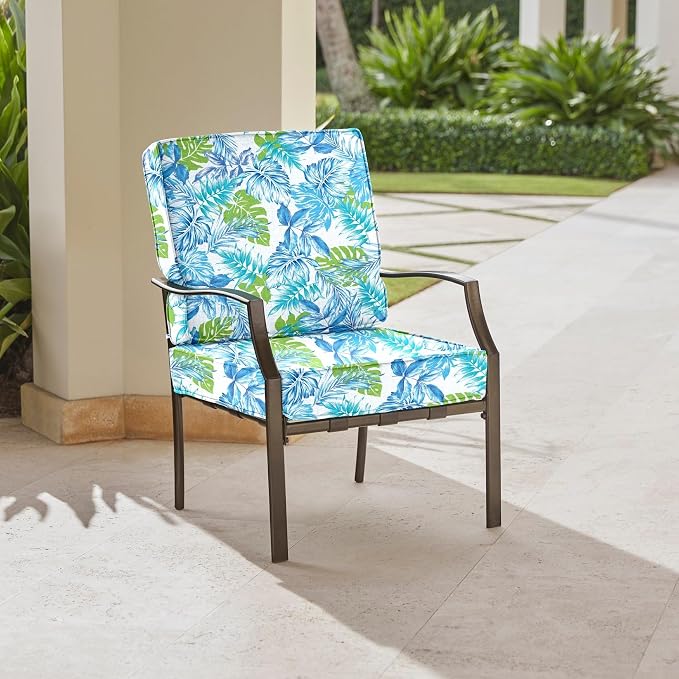 BrylaneHome Bh Outdoor Performance 2-Section Deep Seating Cushion - Blue Fern