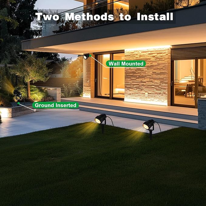 Outdoor Landscape Spotlights, 120V LED Spot Light Waterproof for Garden and Yard Up Lighting, Warm Light Outdoor Spotlight Accent Lighting Fixture with 5.9 FT Plug Cord, 3 Pack