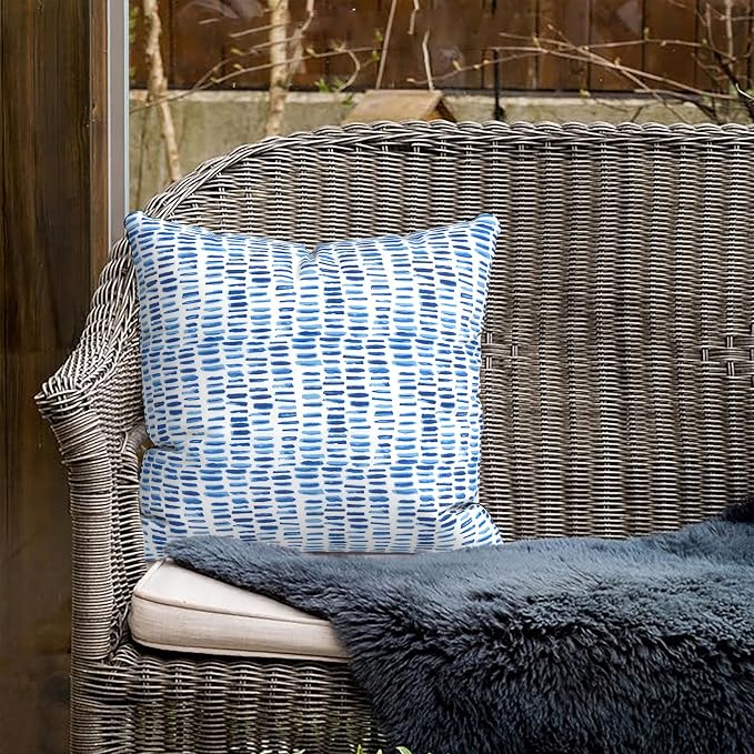 Outdoor Pillows for Patio Furniture 16x16 inch, Square Outdoor Throw Pillows with Inserts, Decorative Patio Pillows for Garden Couch Home Sofa Office Chair, Pack of 2, Pebble Blue