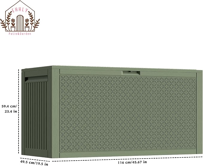 EHHLY 90 Gallon Outdoor Storage Box, Lockable Waterproof Deck Box, Resin Weather Resistant Outdoor Storage for Garden Tools, Cushions, Indoor Outdoor Accessories