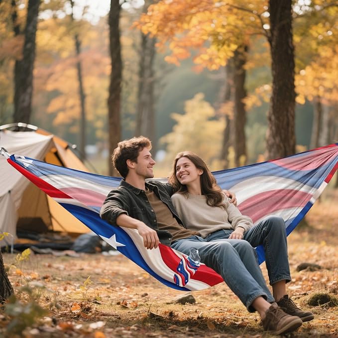 4th_July_Flags_Liquid_Pattern Outdoor Hammock Foldable Fabric Hammock for Patio Backyard Lounge Base