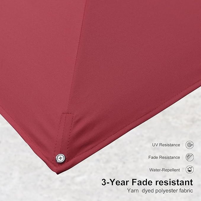 PURPLE LEAF 10 FT Patio Umbrella With Base White Cantilever Umbrella Square Outdoor Offset Umbrella Windproof with 360° Rotation for Garden Deck Pool, Ruby Red