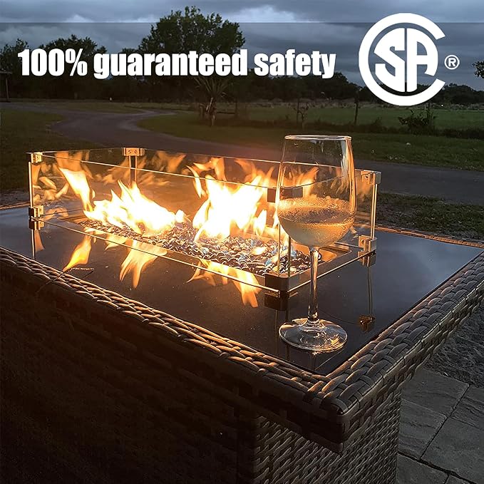 LayinSun 15 Pieces Patio Furniture Set with Fire Pit Table, Black Rattan Modular Sectional Patio Conversation Sofa Set