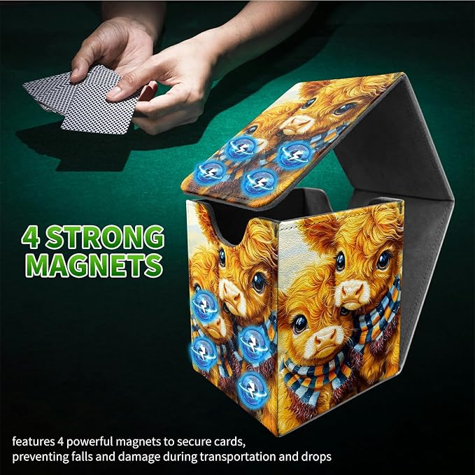 Scarf Scalper Card Deck Box for MTG, Personalized Card Storage Case Fits 120+ Sleeved Cards, Premium Leather TCG Box with Strong Magnetic Closure for Magic, CCG, PTCG, Baseball Cards