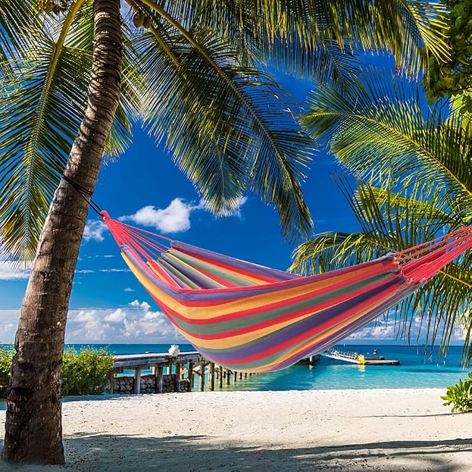 YKS Canvas Hammock (79 Inch × 34 Inch, 330 Pounds Maximum Capacity)