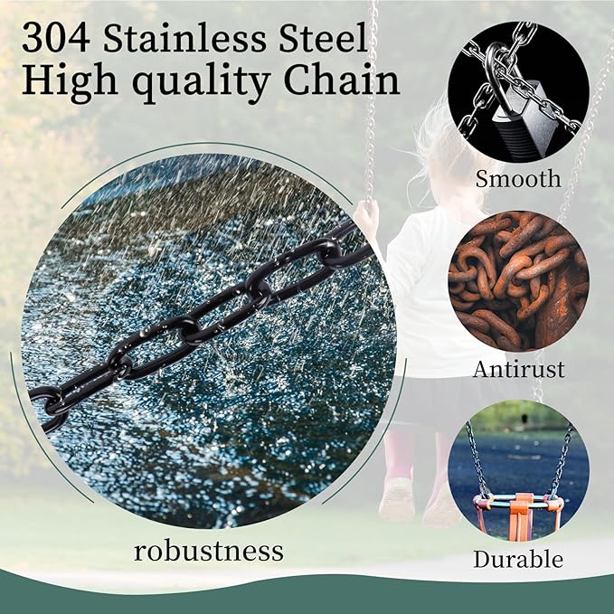 JACNITAD 64inch Hanging Swing Chair Chain (4)+ 8 Free Quick Links, 1000LB Load Bearing,Indoor and Outdoor Playground Swings, Hammocks, Sandbags Swing Chains（4 Pack）
