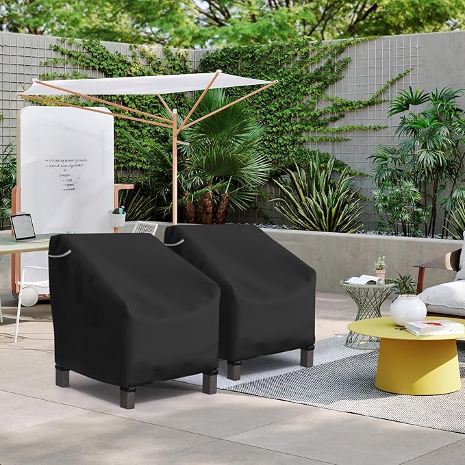 STARTWO Patio Outdoor Chair Covers 2 Pack, Outdoor Furniture Covers Waterproof adapter for Lawn Lounge Seat, Wicker, Swivel, Adirondack, Rocking Chairs, 30"W x34"D x38.5"H inch, Black