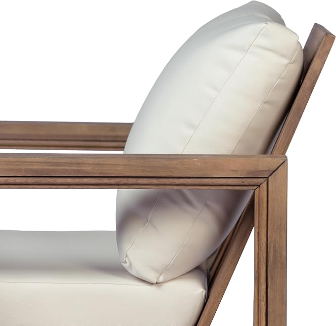 Christopher Knight Home 3-Piece Patio Swivel Chair Set with Side Table, Acacia Wood Outdoor Swivel Rocking Chairs with Cushions, Deep Seating Patio Chair & End Table for Porch Deck Garden, Brown+Beige