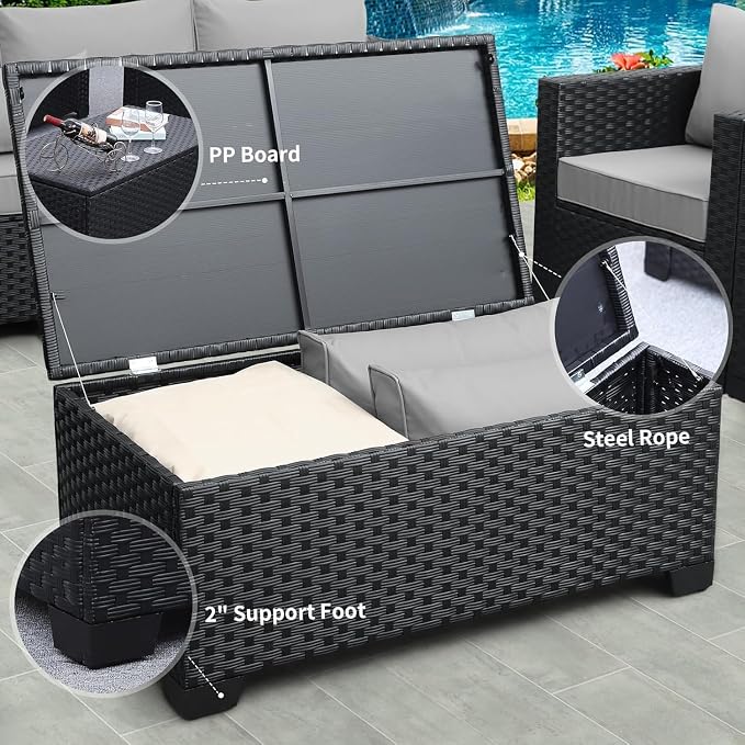 4-Piece Rattaner Outdoor Patio Furniture Set with Weatherproof Cushions with Anti-Slip and Waterproof Covers for Garden Deck Backyard(Beige)