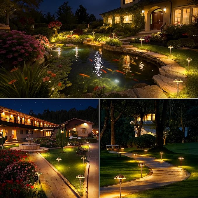 Low Voltage Pathway Lights Wired, 5W, 12-24V AC/DC, 2900K Landscape Lighting Kit, IP65 Outdoor Waterproof Light for Yard Lawn Garden, Cast-Aluminum LED Walkway Lights, 6 Pack