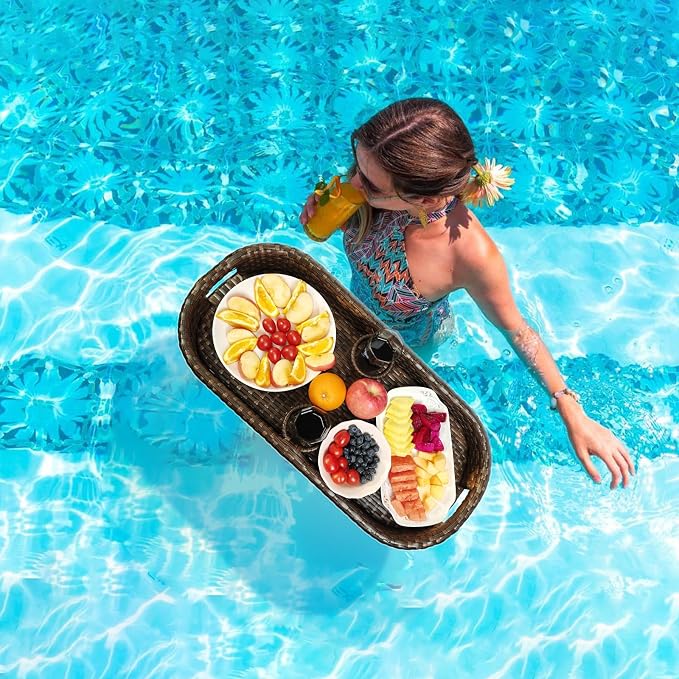 Floating Tray for Pool，Floating Pool Tray, Floating Tray - Floating Pool Table, Ideal for Food & Drinks - Floating Table for Pool - Essential Floating Food Tray for Pool Activities(Rectangle)