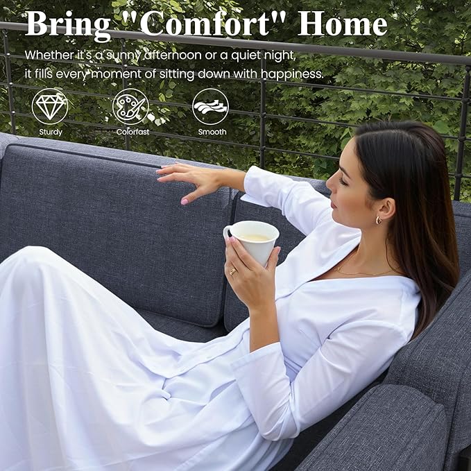 LayinSun Large Aluminum Patio Furniture Set, 9 Pieces Modern Outdoor Conversation Set Sectional Metal Sofa Set with Olefin Cushion