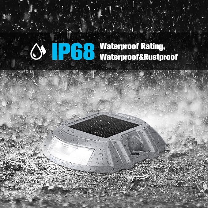 VOLISUN Solar Deck Driveway Dock Lights,Solar Pathway Lights,White 16 Pack | Solar Powered LED, IP68 Waterproof Led Outdoor Warning Step Marine Lights for Sidewalk Garden Yard