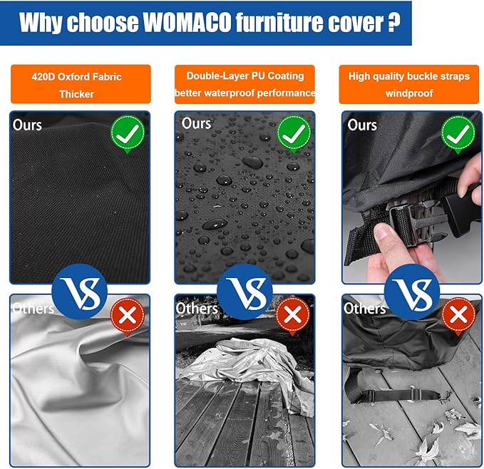 WOMACO Patio Swivel Chair Cover Waterproof Outdoor Swivel Chair Slip Covers Outside Small Large Oversized Wicker Lawn Club Chair Furniture Protector (32"W x 37.5"D x 36"H (2 Pack))