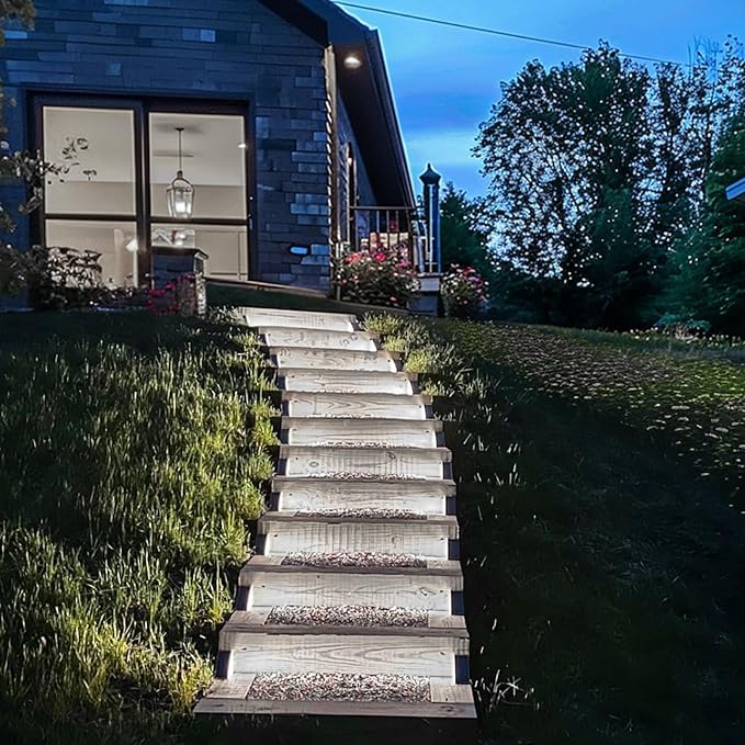 JOFIOS Solar Step Lights for Outside,16 Pack Solar Stair Lights Outdoor Waterproof IP67,Outdoor Deck Step Lights,Solar Outdoor Lights for Staircase,Patio,Front Step(Cool Brown)…