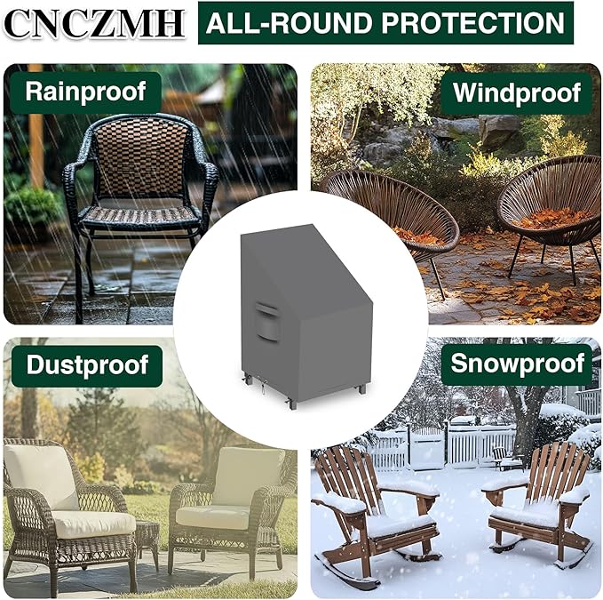 Heavy Duty Patio Chair Covers Waterproof Outdoor, 2 Pack 600D Patio Furniture Covers for Outdoor Rocking Swivel Adirondack Chairs, Lounge Deep Seat 30'' W x 37''D x 24''H/ 31''H Grey