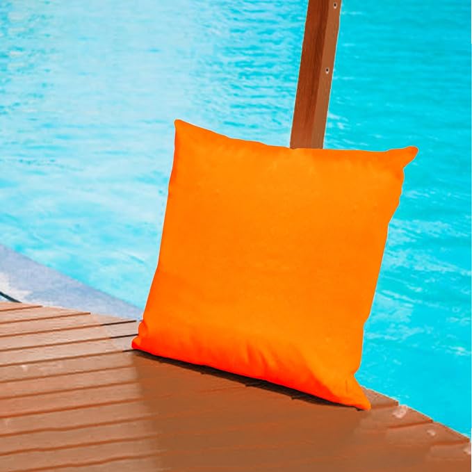 A1 HOME COLLECTIONS A1HC Luxurious Outdoor Waterproof Pillow Covers 22x22 Inches (Pack of 2, Burning Orange), Throw Pillow Covers for Pool Areas, Garden, Sofa, Chairs, Beds, Tent, Patio