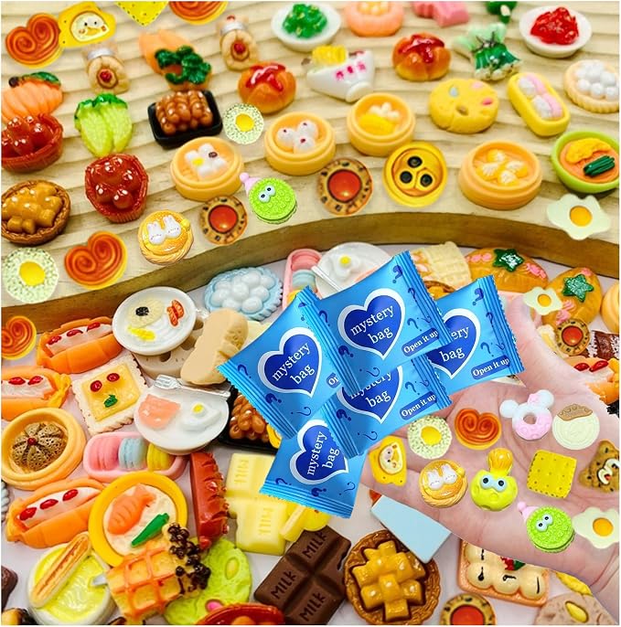 Mini Glow In The Dark Animal Resin Models, Resin Animals Mystery Bags, Individually Wrapped Blind Bags Tiny Animal Figurines, Collectible Mini Animals For Fairy Garden, DIY Crafts (100, Food)